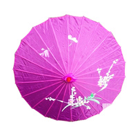 PARASOL UMBRELLA Chinese Japanese Bamboo Flower Pattern Fabric 80cm Diameter - Purple