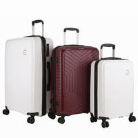 Pierre Cardin x Milleni 3-Piece Hardshell Super Light Luggage Bags Travel Suitcase - Burgundy/White