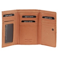 Pierre Cardin Leather Ladies Leather Woven Design Tri-fold Wallet in Apricot