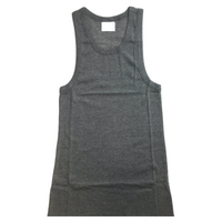 Mens PLAIN SINGLET 100% Cotton Blank Slim Tank Top Gym Basic Casual S-3XL - Grey - XL