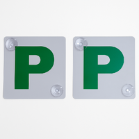 2x GREEN P PLATES Suction Probationary Car Window Signs for NSW (New South Wales)