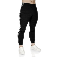 Mens Fleece Track Pants Skinny Joggers Slim Fit Sweatpants Gym - Black - XXL