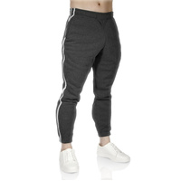 Mens Fleece Track Pants Skinny Joggers Slim Fit Sweatpants Gym - Charcoal Marle - M