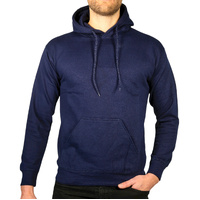 Mens Hoodie 100% Cotton Fleece Pullover Sweatshirt Warm Jumper - Navy - M