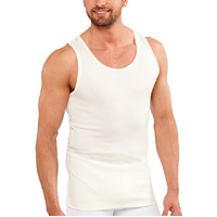 Mens THERMAL Merino Wool Blend Singlet Top Sleeveless Warm Underwear - Natural - X-Large