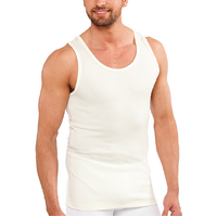Mens THERMAL Merino Wool Blend Singlet Top Sleeveless Warm Underwear - Natural - XX-Large