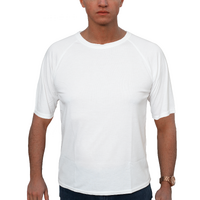 Mens Merino Wool Blend Thermal Top Short Sleeve Base Layer Warm - Natural - L