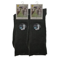 Merino Wool Mens Thermal Diabetic Socks Loose Top Circulation 2 Pairs - Grey - 7-11