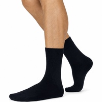 Merino Wool Mens Thermal Diabetic Socks Loose Top Circulation 1 Pair - Navy - 2-8