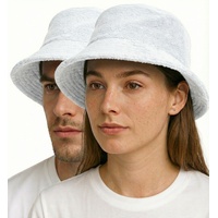 Stingy Brim Terry Towelling Bucket Hat Daggy Fishing Camping Lad Cap 100% COTTON - White - S/M