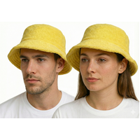 Stingy Brim Terry Towelling Bucket Hat Daggy Fishing Camping Lad Cap 100% COTTON - Yellow - S/M