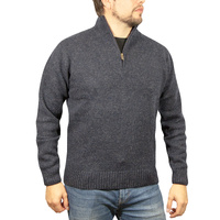 100% SHETLAND RAGG WOOL Half Zip Up Knit JUMPER Pullover Mens Sweater Knitted - Denim Blue (45) - 3XL - 4XL