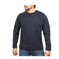 100% Shetland Ragg Wool V Neck Knit Jumper Pullover Mens Sweater Knitted - Navy - 3XL
