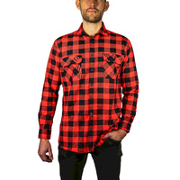 Jacksmith Quilted Flannelette Shirt Mens Jacket 100% Cotton Padded Warm Winter Flannel - Red/Black - XXL