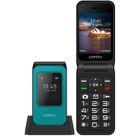 Aspera F46+ (F46 Plus) Seniors 4G BIG button FLIP mobile phone with CRADLE- Black / Green