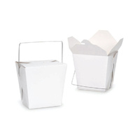 Bulk Packs 50  x 235ML/8oz White Noodle Box Pail With Metal Wire Handle