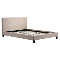 Queen Linen Fabric Bed Frame Beige