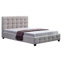 Linen Fabric Queen Deluxe Bed Frame Beige