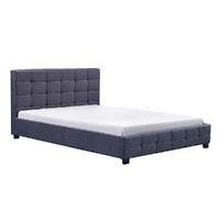 Linen Fabric Queen Deluxe Bed Frame Grey