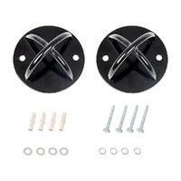 Pair of Black Wall Anchor Mounts for Battle Ropes and Suspension