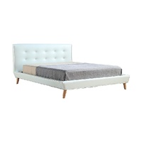 Queen PU Leather Deluxe Bed Frame White