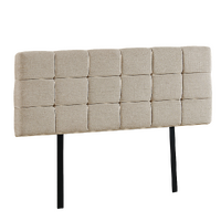 Linen Fabric Double Bed Deluxe Headboard Bedhead - Beige