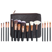 Soft 15Pcs Pro Face Powder Makeup Brushes Set Eyeshader Blending Highlight Tools