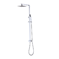 WELS 8" Rain Shower Head Set Square Dual Heads Faucet High Pressure With Mixer