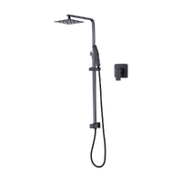 WELS 8" Rain Shower Head Set Square Dual Heads Faucet High Pressure With Mixer