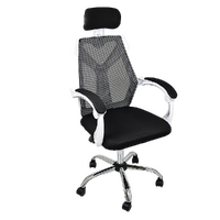 Office Chair – Ergonomic Mesh Back Computer Desk White Chair with Padded Foam Seat