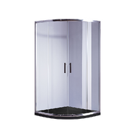 100 x 100cm Chrome Rounded Sliding 6mm Curved Shower Screen with Black Base