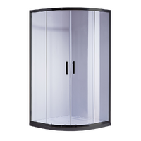 100 x 100cm Black Rounded Sliding 6mm Curved Shower Screen with White Base