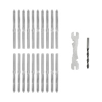 Stainless Steel DIY Rope Balustrade Kit 3.2mm Swage 2 x Lag Screw Term - 10 pack