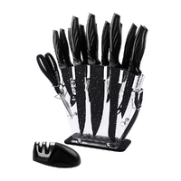 Kitchen 17 Piece Knife Set with Block and Sharpener Chef Knives