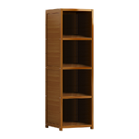 Bamboo 4-Shelf Bookcase – Adjustable Display Storage Rack Stand for Living Room, Bedroom, Office or Home Organisation