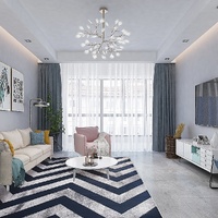 200x300cm Large Floor Blue Chevron Stripes Rug – Modern Area Carpet for Bedroom & Lounge