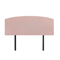Linen Fabric Double Bed Curved Headboard Bedhead - Pale Pink