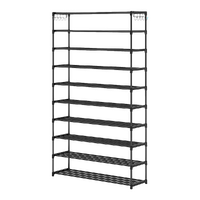 10-Tier Metal Shoe Rack Black – Large 50-Pair Shoe Storage Organiser Shelf