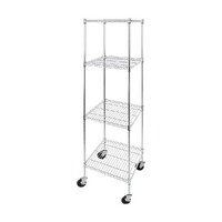 Modular Wire Storage 60x60cm Steel Shelving Chrome With Wheels For Garage Warehouse Or Kitchen Organisation