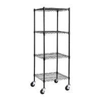 Modular Wire Storage 60x60cm Steel Shelving Black With Wheels For Garage Warehouse Or Kitchen Organisation