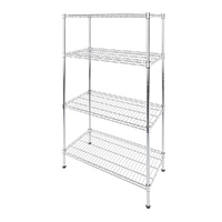 Modular Wire Storage 120x60cm Steel Shelving Chrome With Fixed Legs For Garage Warehouse Or Kitchen Organisation