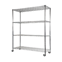 Modular Wire Storage 120x60cm Steel Shelving Chrome With Wheels For Garage Warehouse Or Kitchen Organisation