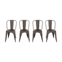4x Kitchen Dining Chairs Stackable Vintage Metal Chair Backrest Side Chair