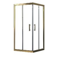 Adjustable 1100x900mm Double Sliding Door Glass Shower Screen in Gold
