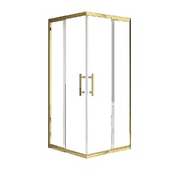 Adjustable 1100x1100mm Double Sliding Door Glass Shower Screen in Gold