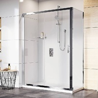 Adjustable 1800x800mm Single Door Corner Sliding Glass Shower Screen in Chrome