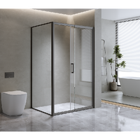 150mm Adjustable (1850x920mm) Single Door Corner Sliding Glass Shower Screen in Black