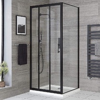 Adjustable 1300x920mm Single Door Corner Sliding Glass Shower Screen in Black