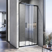 140-150cm Adjustable Wall to Wall Sliding Glass Shower Door in Black