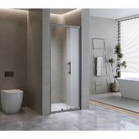 40mm Adjustable Contemporary Wall to Wall Black Sliding Shower Screen 116-120cm